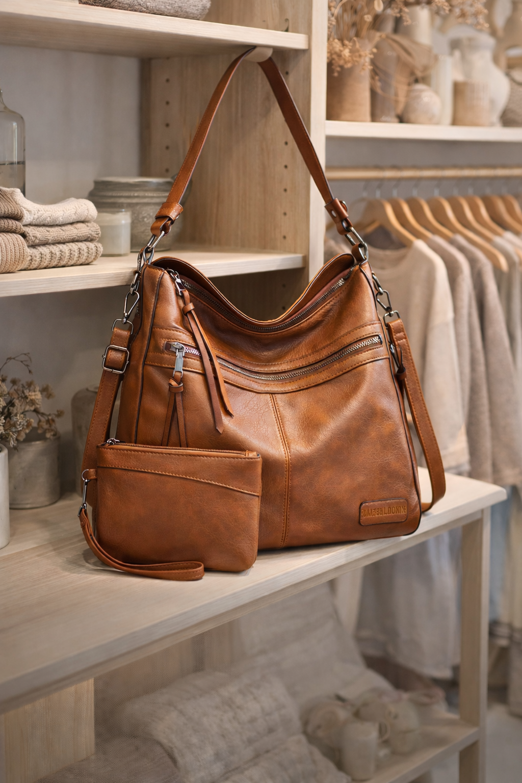 Weiche Hobo-Schultertasche mit passender Tasche - Bestseller