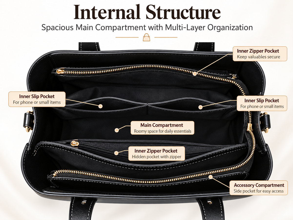 Strukturierte Handtasche für den Büroalltag